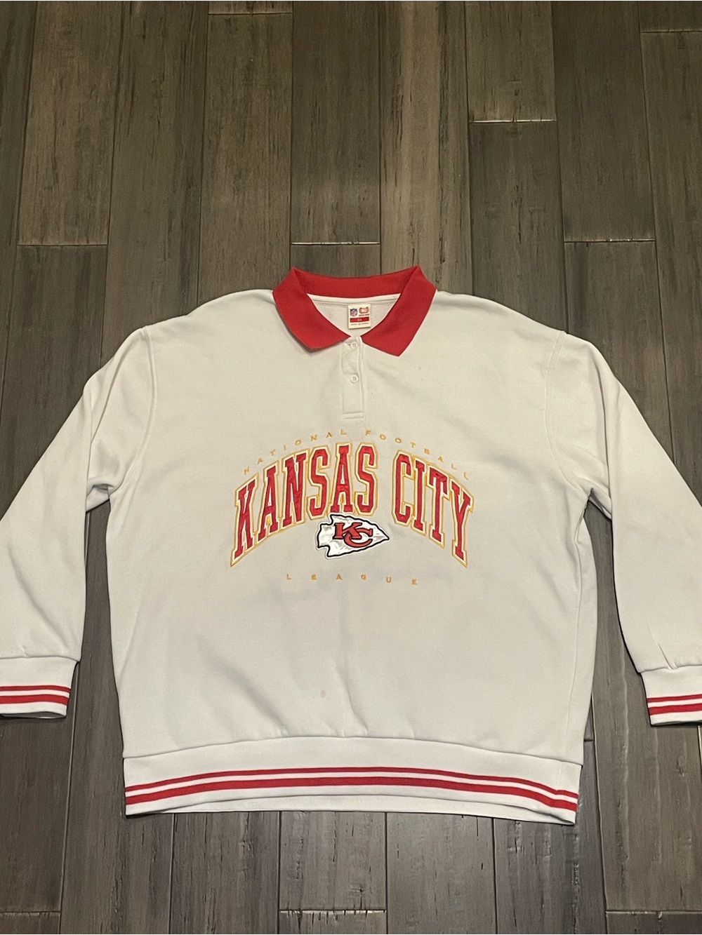Kansas City Chiefs NFL Ultra Game 2X White Red Long Sleeve Polo Sweatshirt